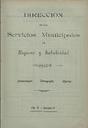 [Issue] Dirección de los Servicios Municipales de Higiene y Salubridad (Cartagena). 11/1907.