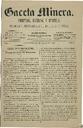 [Ejemplar] Gaceta Minera (Cartagena). 20/3/1883.