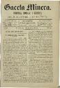 [Ejemplar] Gaceta Minera (Cartagena). 1/8/1883.