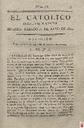 [Página] Católico instruido en su religión, El (Murcia). 27/5/1820, página 1.